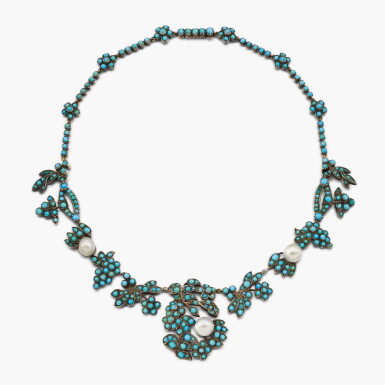 View full screen - View 1 of Lot 86. Turquoise and Pearl Tiara/Necklace .
