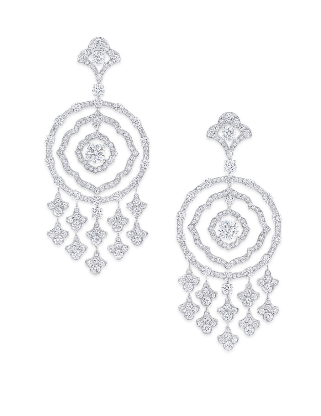 View full screen - View 1 of Lot 58. GRAFF | PAIR OF DIAMOND 'BOHEMIA' PENDANT-EARCLIPS 格拉夫 | 鑽石「Bohemia」吊耳環一對.