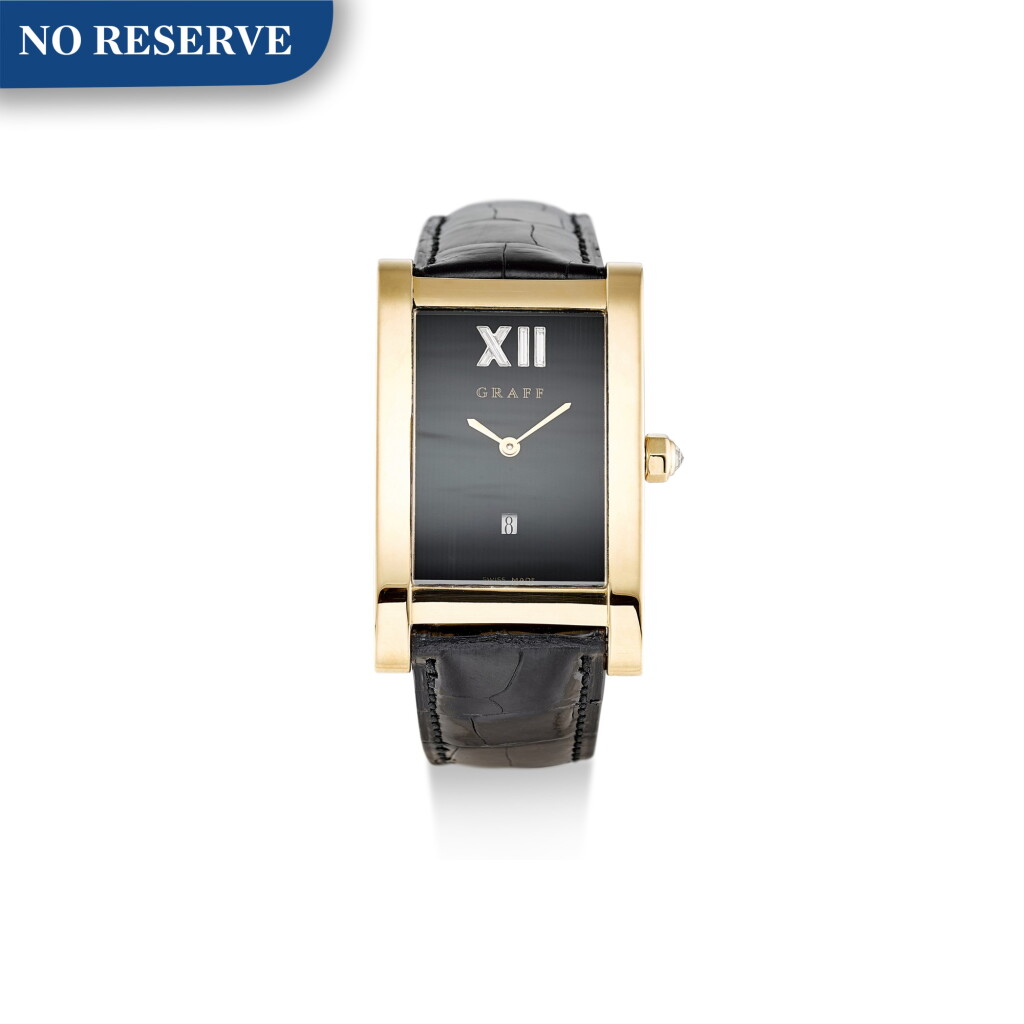 View full screen - View 1 of Lot 214. GRAFF | TANK A YELLOW GOLD AND DIAMOND-SET WRISTWATCH WITH DATE, CIRCA 2008.