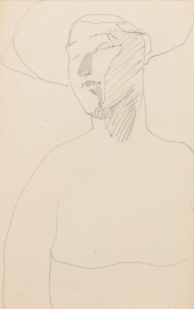 View full screen - View 1 of Lot 231. Femme de trois quarts coiffée d'un chapeau.
