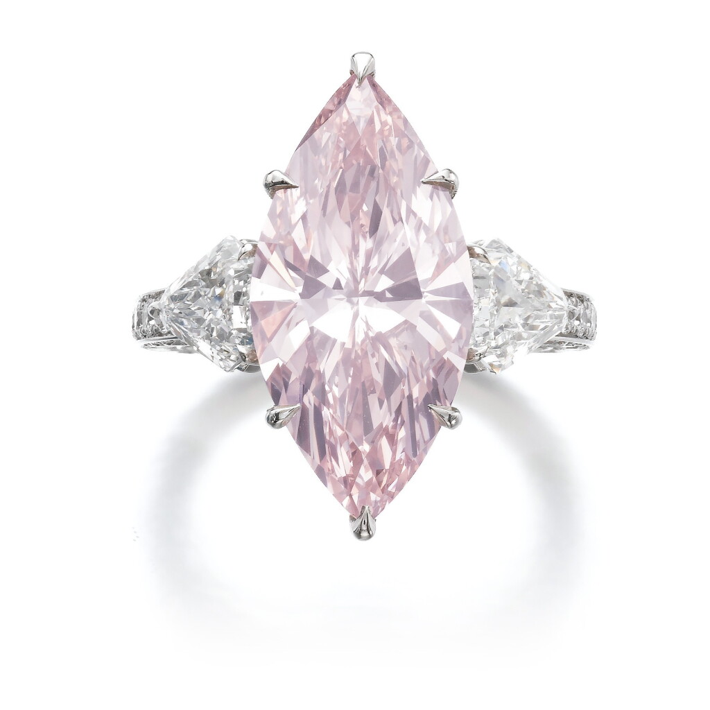 View full screen - View 1 of Lot 342. IMPORTANT FANCY INTENSE PINK DIAMOND RING.