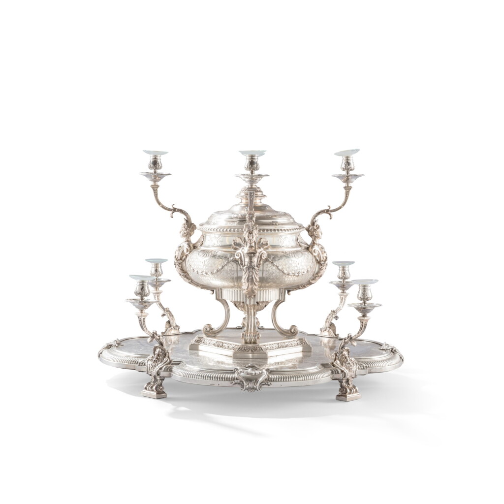 View full screen - View 1 of Lot 49. A large French silver candelabra centrepiece, A. Aucoc, Paris, late 19th century.
