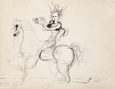 View full screen - View 1 of Lot 16. Cavalière dialoguant avec un crâne.