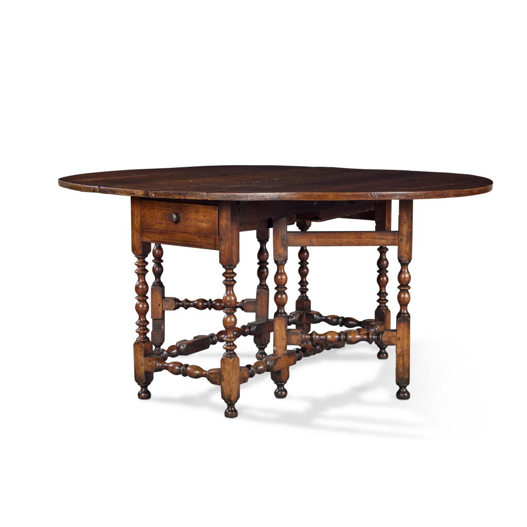 View full screen - View 1 of Lot 284. A Fine William and Mary Turned and Joined Gateleg Table, Boston, Massachusetts, circa 1725.