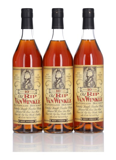 View full screen - View 1 of Lot 129. Old Rip Van Winkle 10 Year Old 107 Proof NV (3 Bottles 75cl).