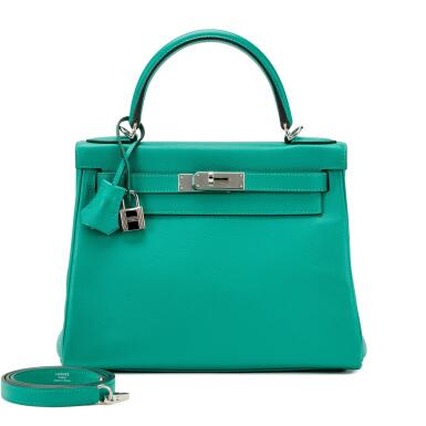 View full screen - View 1 of Lot 179. Vert Veronese and Bleu du Nord Verso Evercolor Kelly Retourne 28 Palladium Hardware, 2019.