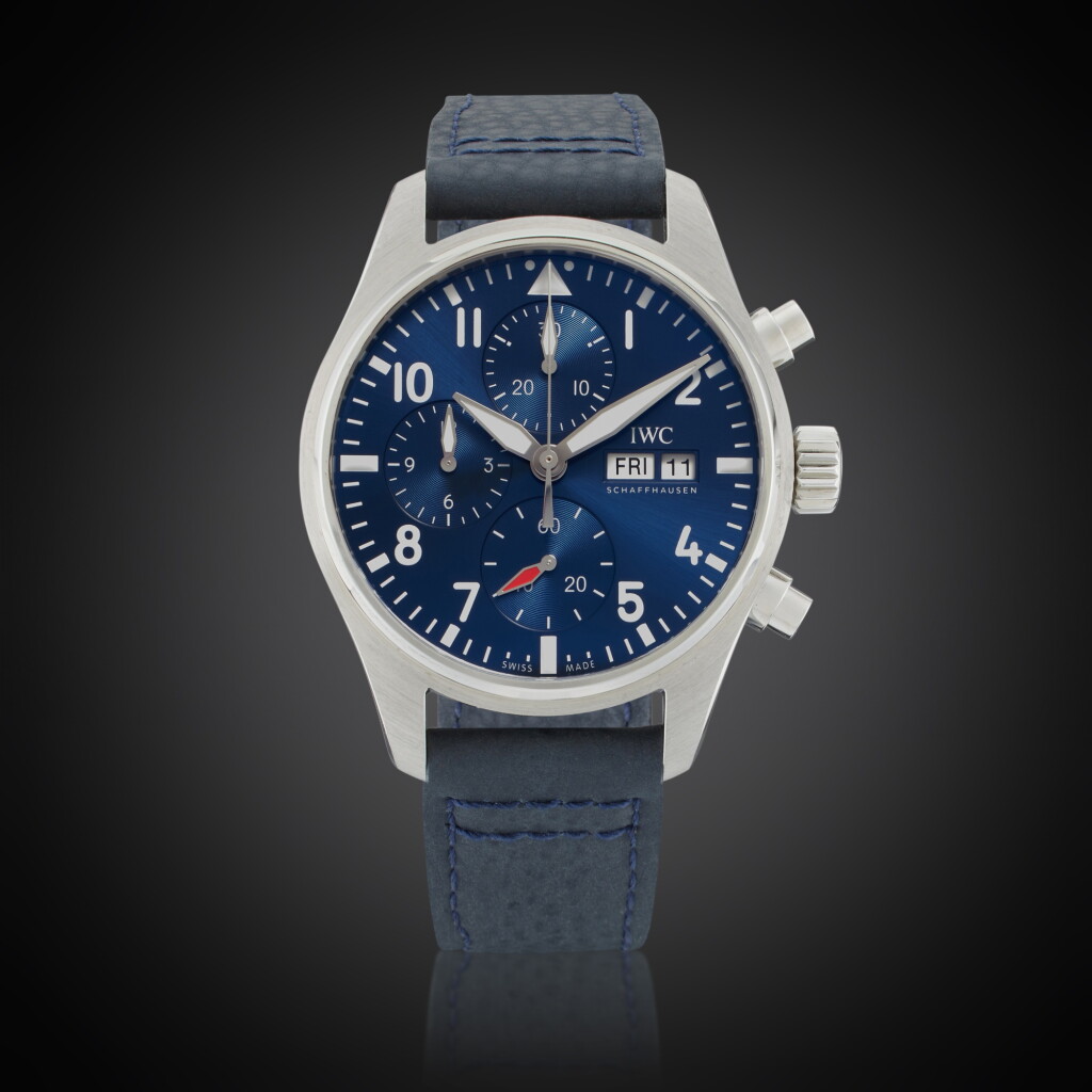 View full screen - View 1 of Lot 30. Reference IW3881-02 Pilot’s Watch | A stainless steel automatic chronograph wristwatch with day, date and bracelet, Owned and Worn by Tom Brady, Circa 2023.