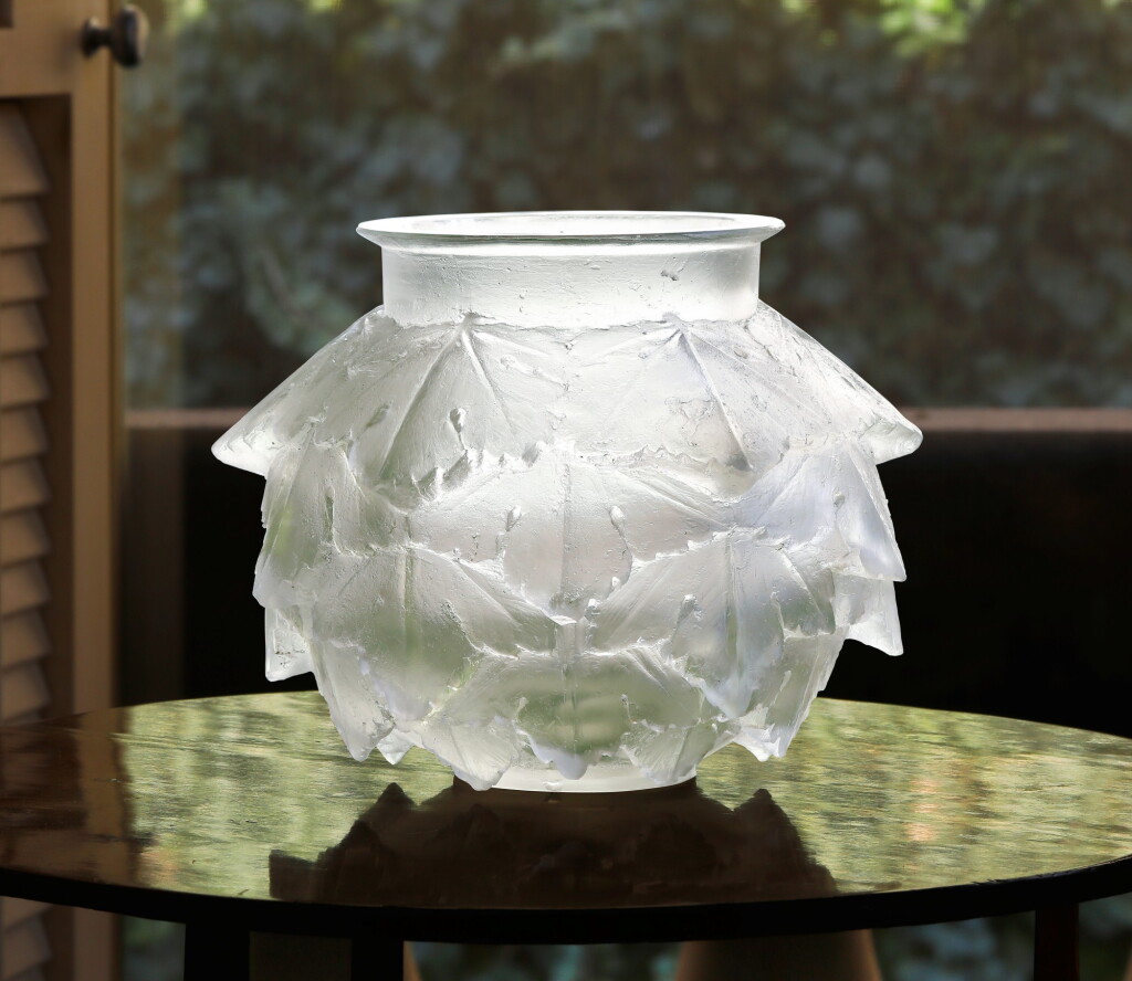 View full screen - View 1 of Lot 328. "Feuilles de Lierre Dentelées" Cire Perdue Vase.