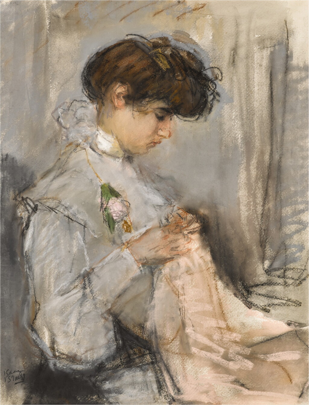 View full screen - View 1 of Lot 433. De jonge naaister (The young seamstress).