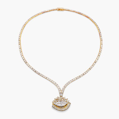 View full screen - View 1 of Lot 1351. Diamond Pendent Necklace | 3.49克拉 欖尖形 E色 鑽石 項鏈 .