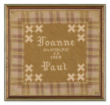 View full screen - View 1 of Lot 177. Needlepoint | Commemorating the Wedding of Paul Newman and Joanne Woodward .