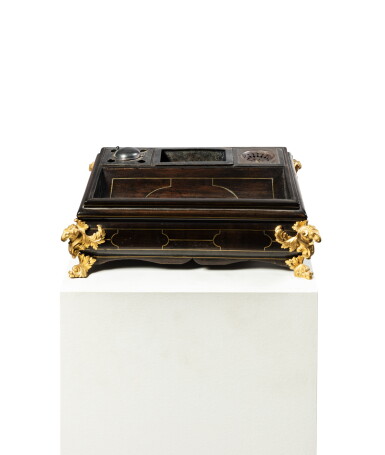 View full screen - View 1 of Lot 64. A Régence gilt-bronze mounted tinted pearwood and alder veneered inkstand, circa 1720.