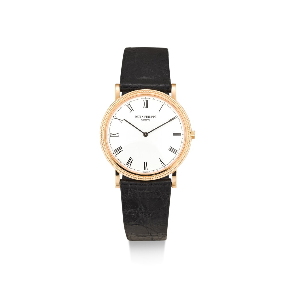 View full screen - View 1 of Lot 8252. PATEK PHILIPPE | REFERENCE 3520 A PINK GOLD WRISTWATCH WITH ENAMEL DIAL, CIRCA 2000.
