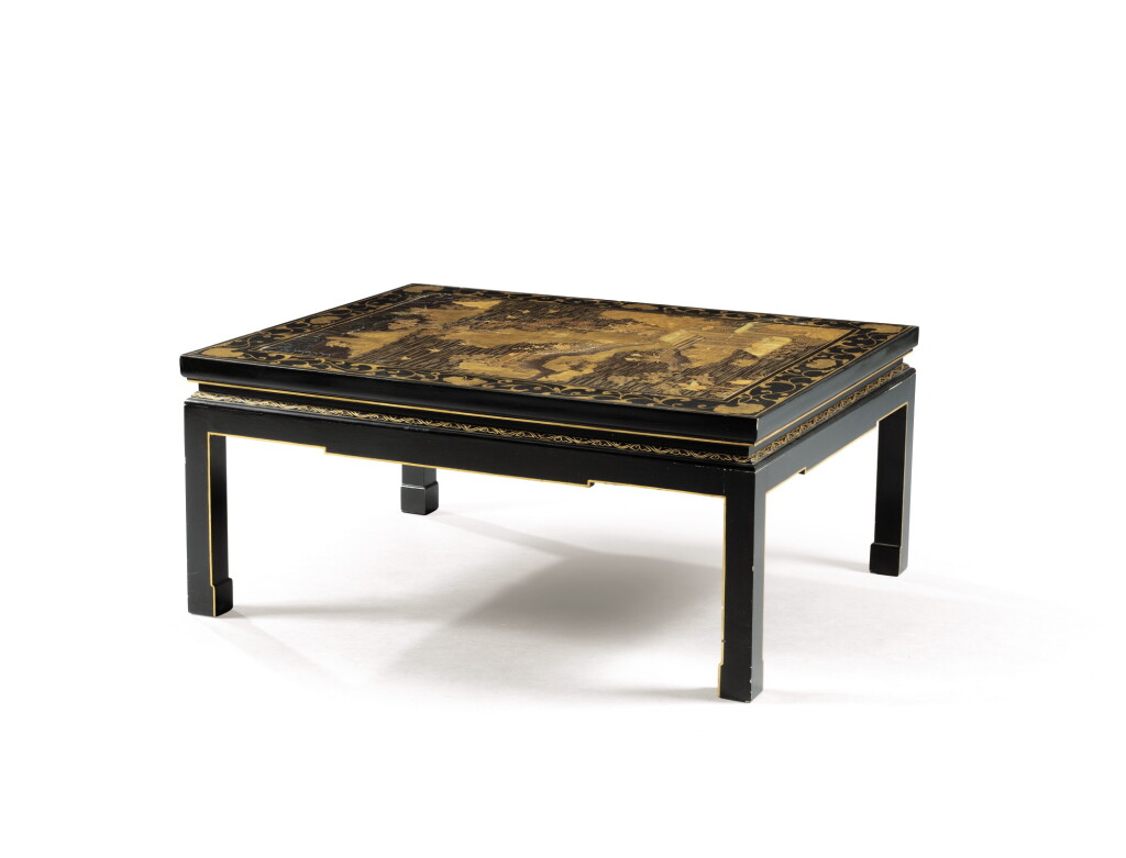 View full screen - View 1 of Lot 248. A Chinese black and gold lacquer low table, late 19th/20th century.