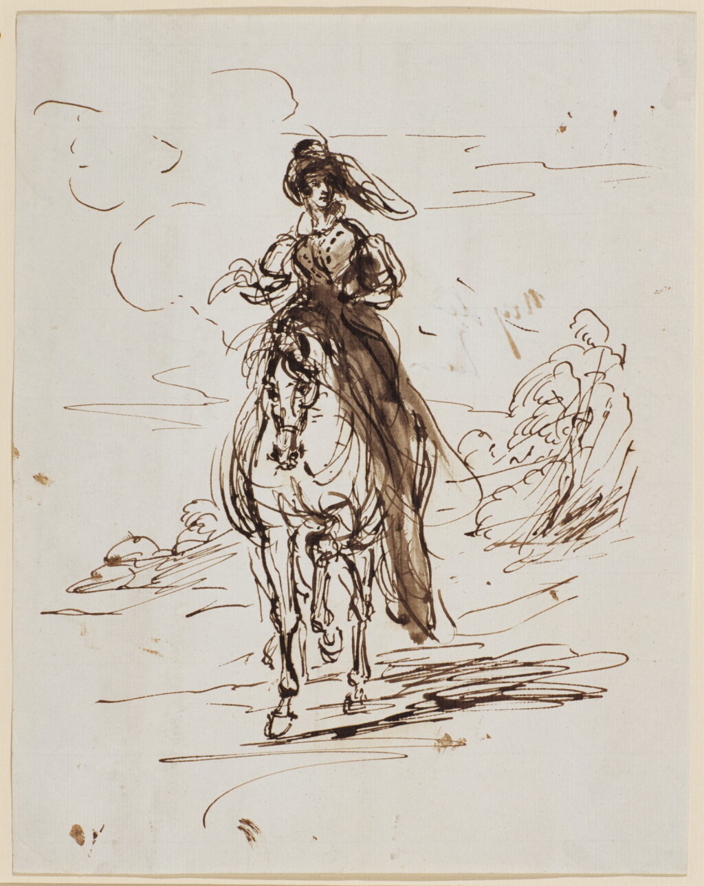 View full screen - View 1 of Lot 627. SIR FRANCIS GRANT, P.R.A. | Portrait of a lady on horseback, possibly a study of Queen Victoria.