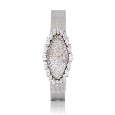 View full screen - View 1 of Lot 144. Montre bracelet de dame diamants | Lady's diamond bracelet watch.