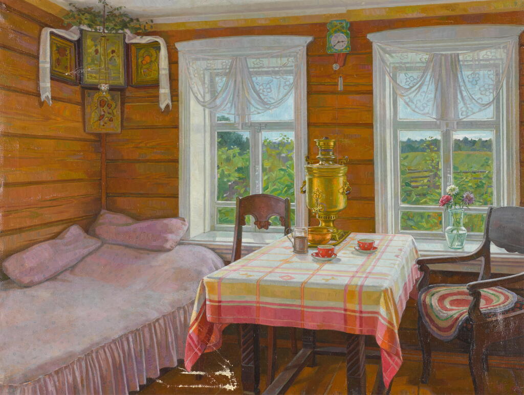 View full screen - View 1 of Lot 80. Interior of a Russian Izba with Samovar.
