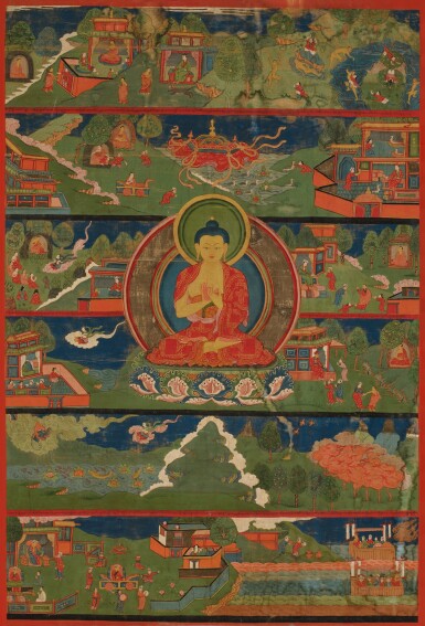 View full screen - View 1 of Lot 142. A painting depicting Shakyamuni Buddha, Tibet, 18th century.