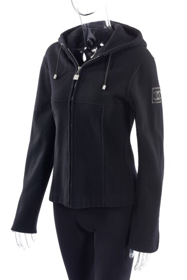 View full screen - View 1 of Lot 110. MIDNIGHT BLUE HOODED SPORT LINE SWEATSHIRT, CHANEL.