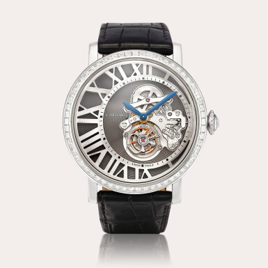 View full screen - View 1 of Lot 2213. Rotonde de Cartier Cadran Love A limited edition white gold and diamond-set flying tourbillon wristwatch, Circa 2010 | 卡地亞 | ROTONDE DE CARTIER CADRAN LOVE | 限量版白金鑲鑽石飛行陀飛輪腕錶,約2010年製.
