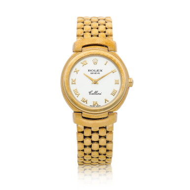 View full screen - View 1 of Lot 8043. Cellini, Reference 6621, A yellow gold wristwatch with bracelet, Circa 1990 | 勞力士 Cellini 型號6621 黃金鏈帶腕錶,約1990年製.