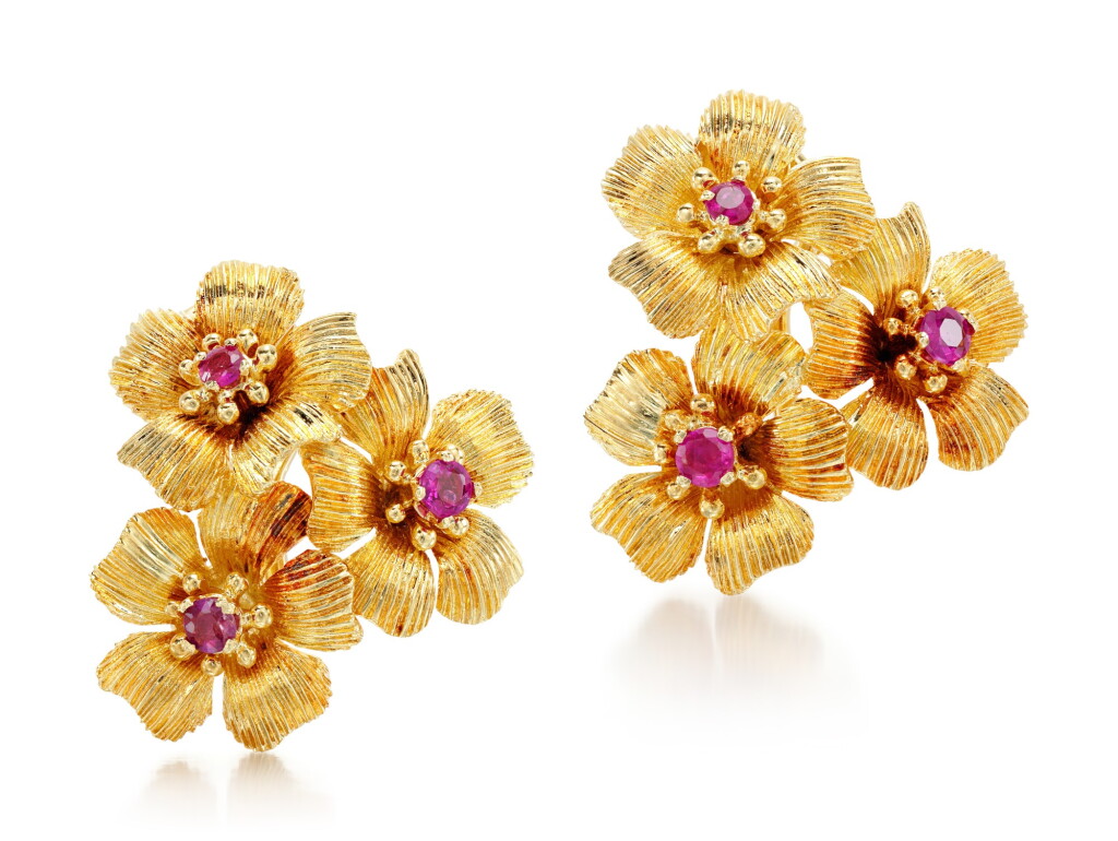 View full screen - View 1 of Lot 272. CARTIER | PAIR OF RUBY EAR CLIPS.