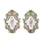 An Exceptionally Rare Pair of Chinese Export 'Torchbearer' Wall Sconces, Qing Dynasty, Qianlong Period, Circa 1740