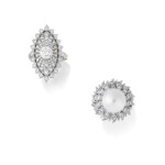 DEUX BAGUES PERLE DE CULTURE ET DIAMANTS | TWO CULTURED PEARL AND DIAMOND RINGS