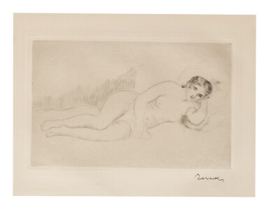 View full screen - View 1 of Lot 42. PIERRE-AUGUSTE RENOIR | FEMME NUE COUCHÉE (TOURNÉE À DROITE), 1RE PLANCHE (DELTEIL 13) .