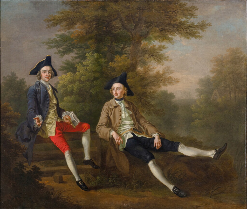View full screen - View 1 of Lot 76. Portrait of David Garrick (1717–1779) and William Windham of Felbrigg (1717–1761), seated in a landscape.