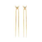 A pair of gold, turquoise and seed pearl hair pins, St Petersburg, circa 1890