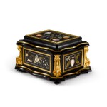 An Italian gilt-bronze mounted pietre dure ebony casket, the panels second half 17th century, the casket probably 19th century