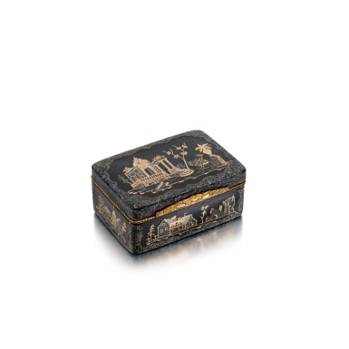 View full screen - View 1 of Lot 346. A burgau shell, mother-of-pearl and lacquer snuff box with gilt-metal mounts, probably German, circa 1760.