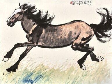 View full screen - View 1 of Lot 3096. 徐悲鴻 Xu Beihong | 天馬凌雲 Galloping Horse.
