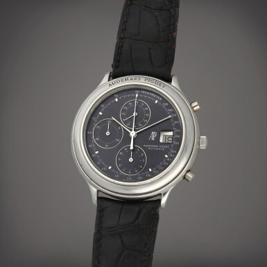 View full screen - View 1 of Lot 361. Huitième, Reference 25644 | A platinum chronograph wristwatch with date | Circa 2000.