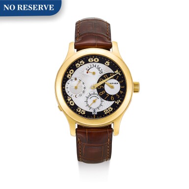 View full screen - View 1 of Lot 517. CHOPARD | L.U.C, REFERENCE 161874, A LIMITED EDITION YELLOW GOLD WRISTWATCH WITH DATE, POWER RESERVE, 24 HOUR INDICATION AND REGULATOR DIAL, CIRCA 2000.