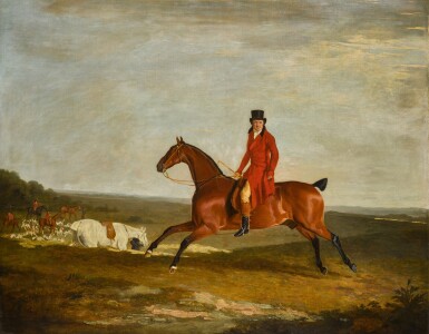 View full screen - View 1 of Lot 139. Portrait of J.V. Grinstead, brother-in-law to Lord Glamis and Chief Whip to Lord Glamis’ staghounds, mounted on a bay hunter.