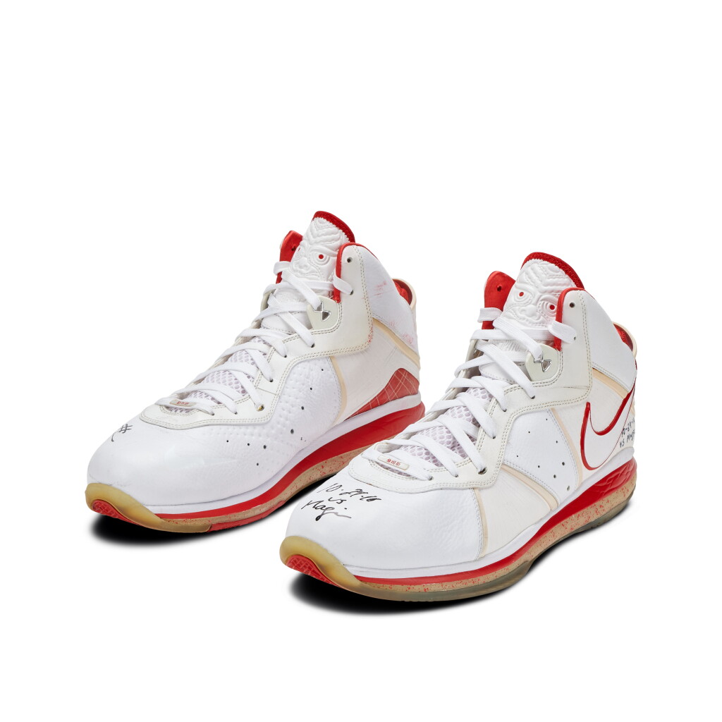 View full screen - View 1 of Lot 83. LeBron James Miami Heat 2010-2011 Game Worn Signed and Inscribed Sneakers | Miami Heat Home Debut .