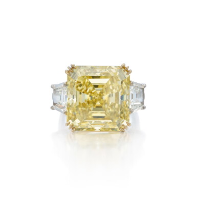View full screen - View 1 of Lot 159. Fancy Intense Yellow Diamond and Diamond Ring.