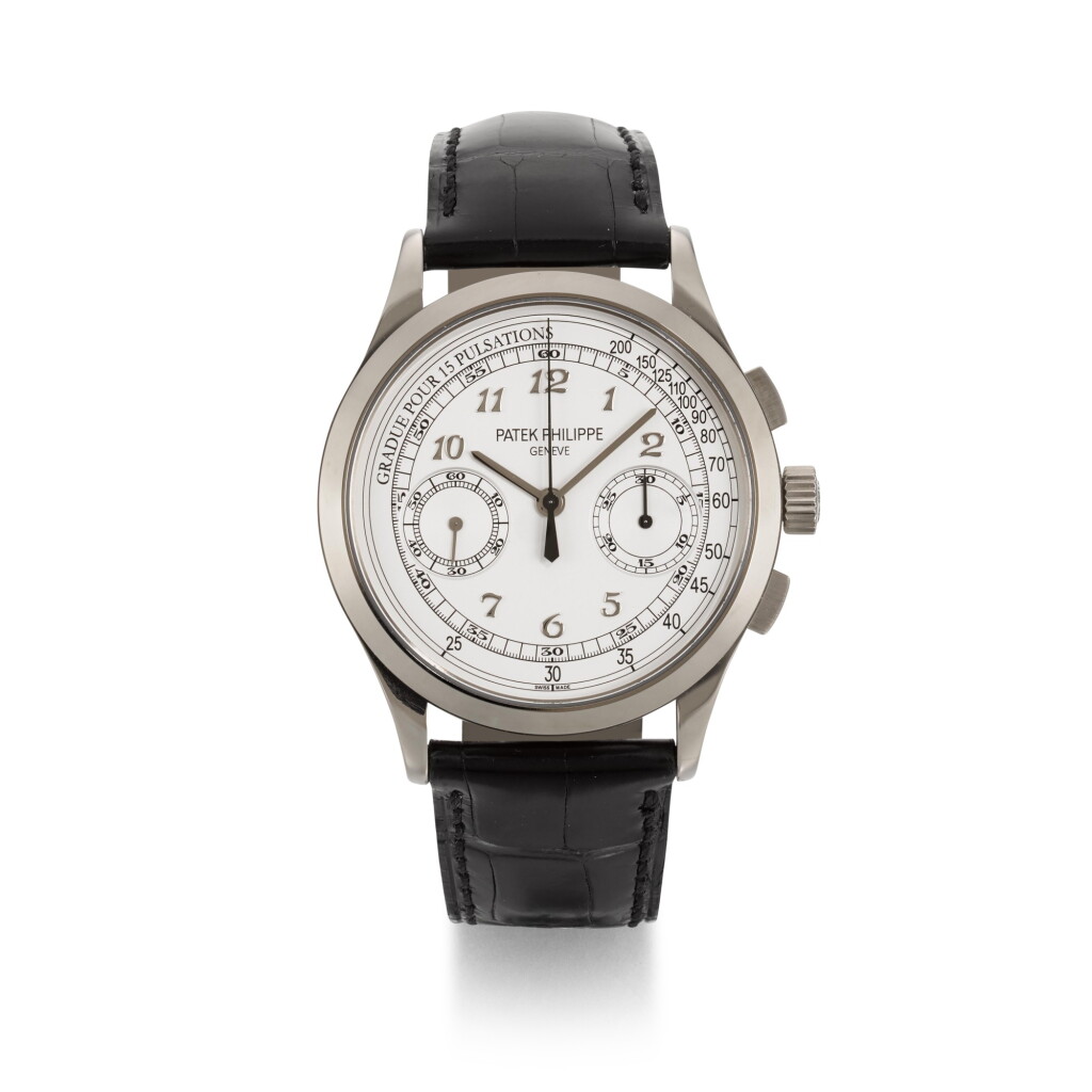 View full screen - View 1 of Lot 359. PATEK PHILIPPE | REF 5170G-001, WHITE GOLD CHRONOGRAPH WRISTWATCH WITH PULSATION SCALE, CIRCA 2016.
