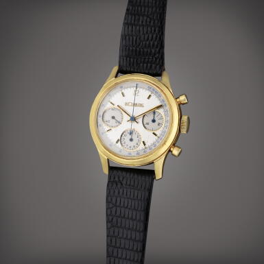View full screen - View 1 of Lot 126. A yellow gold chronograph wristwatch, Circa 1965.