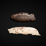 A calcified jade 'fish' pendant, Western Zhou dynasty, and a jade 'fish' pendant, Ming dynasty or earlier | 西周 玉魚 及 明或更早 玉魚