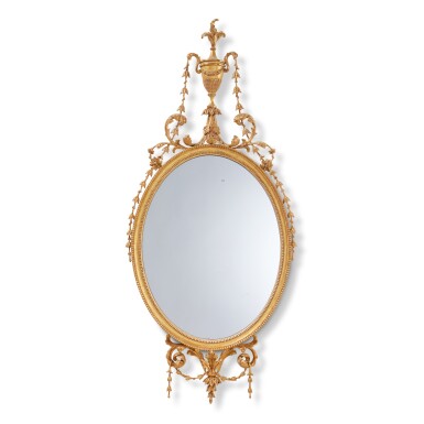 View full screen - View 1 of Lot 127. A George III Giltwood Oval Mirror, Circa 1780.
