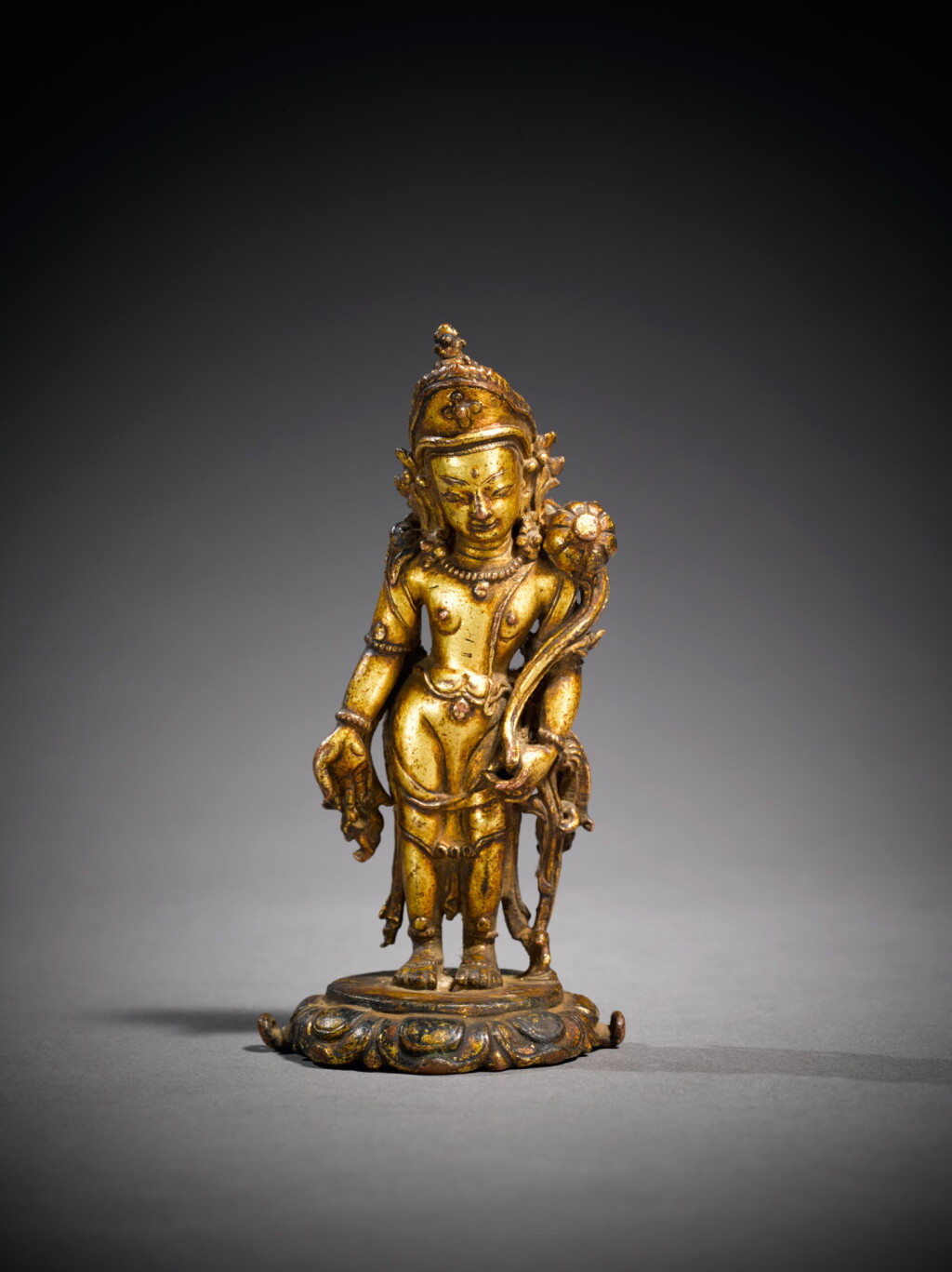 View full screen - View 1 of Lot 319. A Gilt Copper Alloy Figure of Padmapani, Nepal, 15th/16th Century.