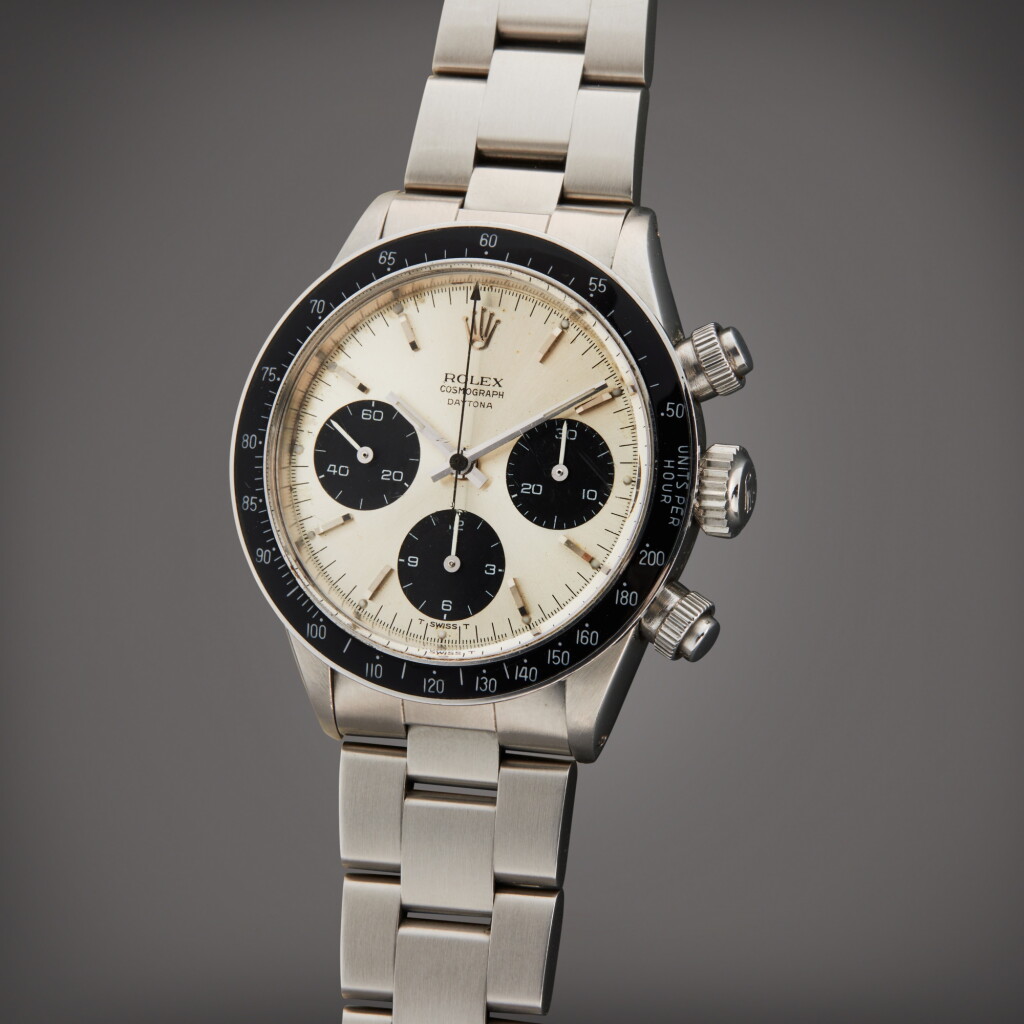 View full screen - View 1 of Lot 51. Reference 6240 'Small' Daytona | A stainless steel chronograph wristwatch with bracelet, Circa 1965 | 勞力士 型號 6240 'Small' Daytona 精鋼計時鍊帶腕錶,製作年份約 1965.