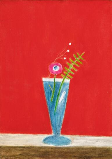 View full screen - View 1 of Lot 200. CRAIGIE AITCHISON, R.A. | BLUE AND WHITE BIRD VASE.