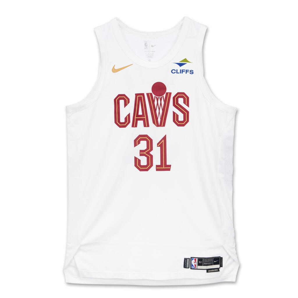 View full screen - View 1 of Lot 74. Jarrett Allen Cleveland Cavaliers 2024-2025 Kia NBA Tip-Off Game Worn Association Edition Jersey .