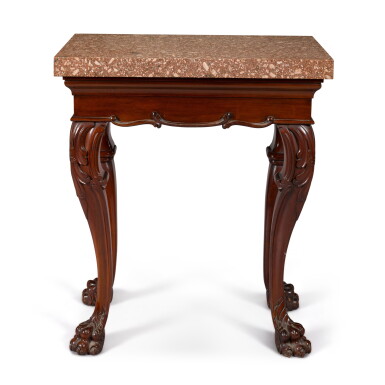 View full screen - View 1 of Lot 145. A Scottish early Victorian porfido rosso laterizio and carved walnut centre table, circa 1865-1870.