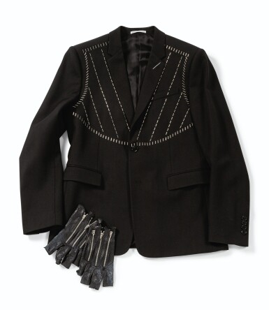 View full screen - View 1 of Lot 691. Black Wool Jacket, circa 2000 | Veste en laine noire ornée d'agrafes, circa 2000.