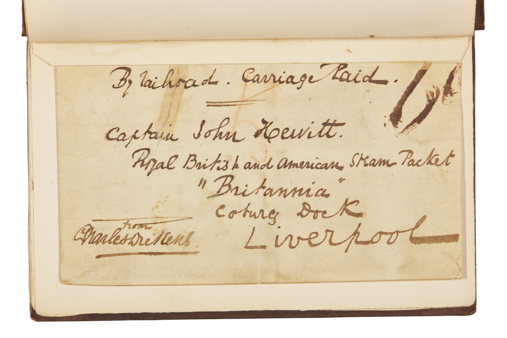 View full screen - View 1 of Lot 84. Dickens, American Notes for General Circulation, 1842, first edition, with author's autograph luggage tag.